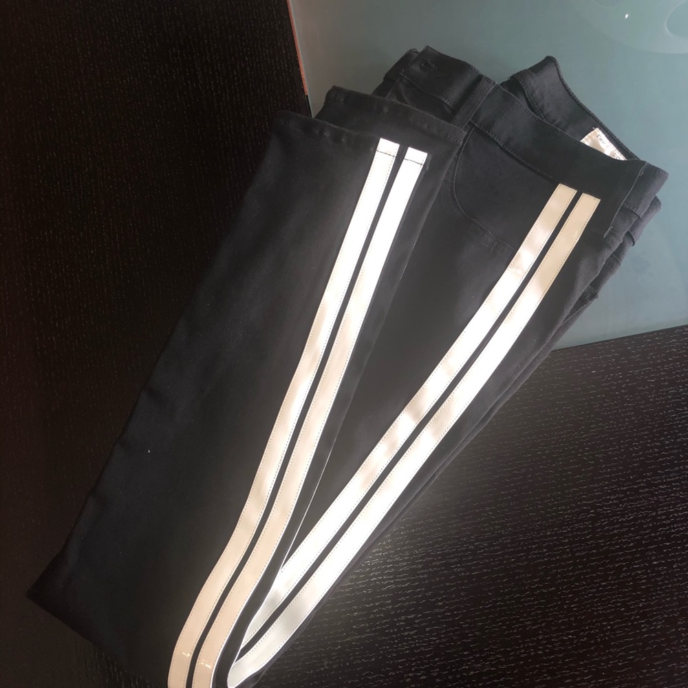Rag & Bone Black Skinny Jeans w/ White Stripes